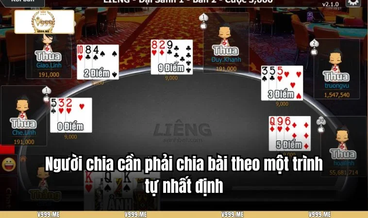 Cách Chia Bài Được Liêng Chuẩn Nhất Cho Người Chơi Cá Cược 3513  Người chia bài cần phải chia bài theo một trình tự nhất định